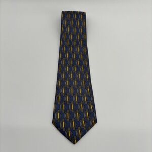 Mercedes Mens Geometric Abstract Necktie Blue Gray Yellow Polyester Korea